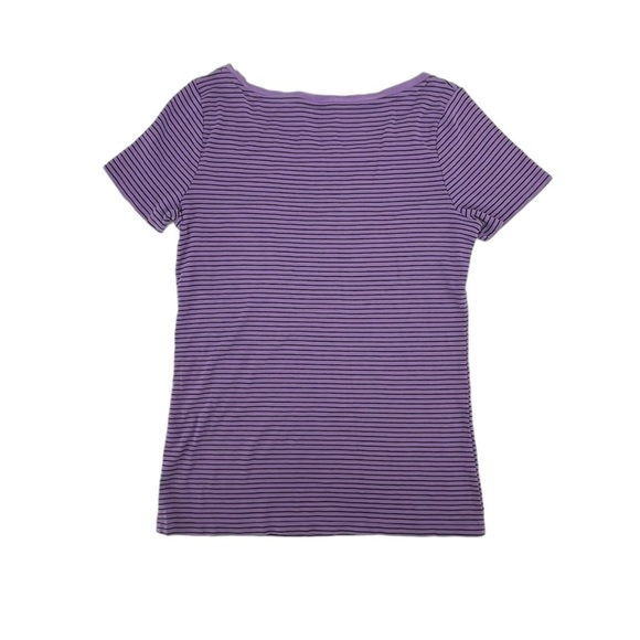 Merona Purple Black Striped Short Sleeve The Ultimate T-Shirt Size M Women’s - Picture 3 of 4